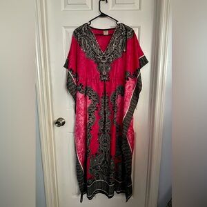 Pink & Black Kaftan - Boho Maxi